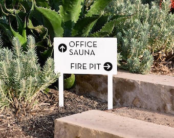Customizable Steel Directional Yard Sign with Arrows - Modern House Sign