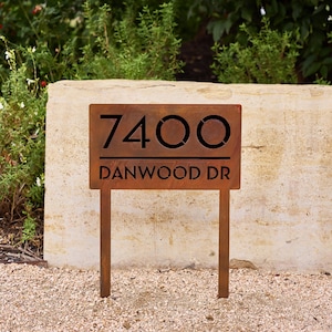 Customizable Steel Address Yard Sign - Modern House Sign