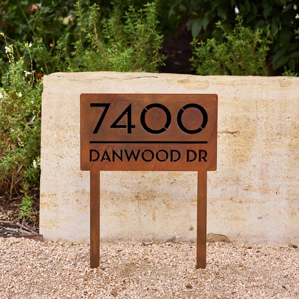 Customizable Steel Address Yard Sign - Modern House Sign