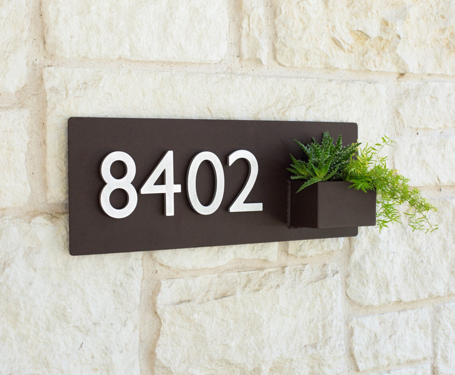 South First Planter w/ Silver Address Numbers Address Sign Etsy