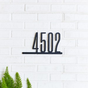 Narrow Mod Mettle Address Plaque, Condensed, Gift, Metal House Number Sign, Address Plaque, Modern House Numbers, Mid Century, Housewarming image 1