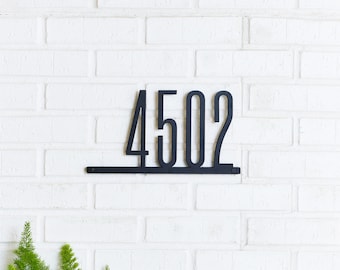 Narrow Mod Mettle Address Plaque, Condensed, Gift, Metal House Number Sign, Address Plaque, Modern House Numbers, Mid Century, Housewarming