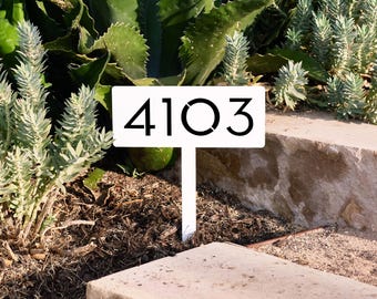 Customizable Steel Address Yard Sign with Stakes - Modern House Sign