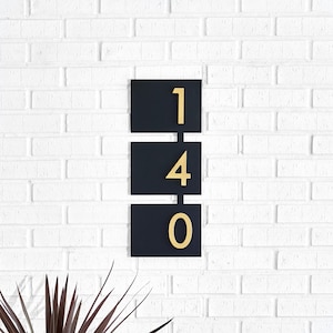 Vertical Rosedale Wall-Mounted Address Sign w/ Silver, White, Black or Brass Numbers, Retro, Mid Century, Address Plaque, House Numbers