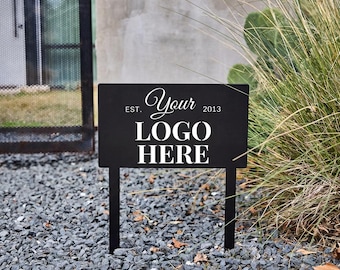 Custom Metal Yard Sign with Business Logo: Modern Steel Signage