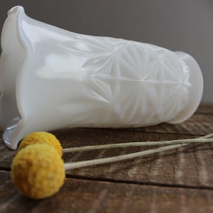 Hazel Atlas Milk Glass Ruffled Edge Vase