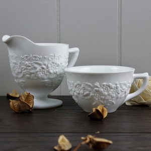 Indiana Glass melkglas creamer en theekopje set