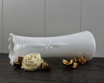 E O Brody Milk Glass Flower Vase