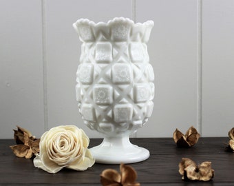 Westmoreland Old Quilt Milk Glass Compote