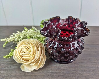 Fenton Ruby Red Bowl Ruffle Vintage Fenton Hobnail Ruby Red Bowl - Ruffled - 5 1/4” - Etsy