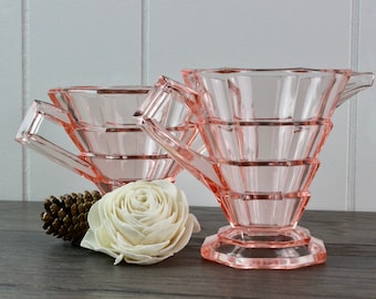 Indiana Glass Pink Tea Room Creamer and Sugar Dish Set