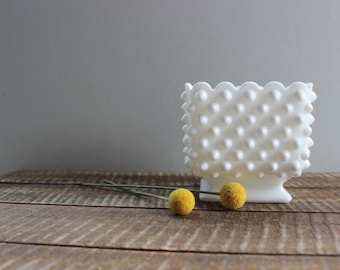 Fenton Hobnail Milk Glass Square Bowl