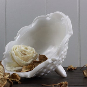 Shabby Chic Footed Hobnail Milk Glass Bowl image 5