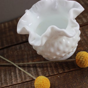 Small Vintage Fenton Hobnail Milk Glass Vase image 2