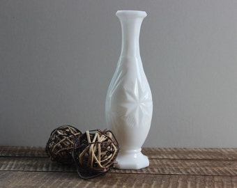 Large Vintage Starburst Milk Glass Vase