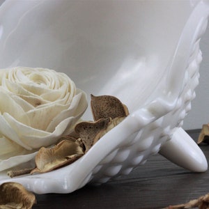 Shabby Chic Footed Hobnail Milk Glass Bowl image 3