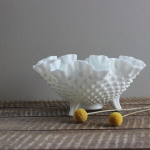 Fenton Hobnail Milk Glass Footed Bowl