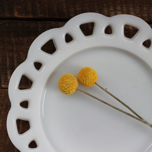 Assiette en verre laiteux avec rebords en dentelle