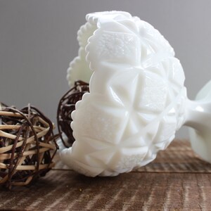 Westmoreland Old Quilt Milk Glass Compote, Footed Milk Glass Dish