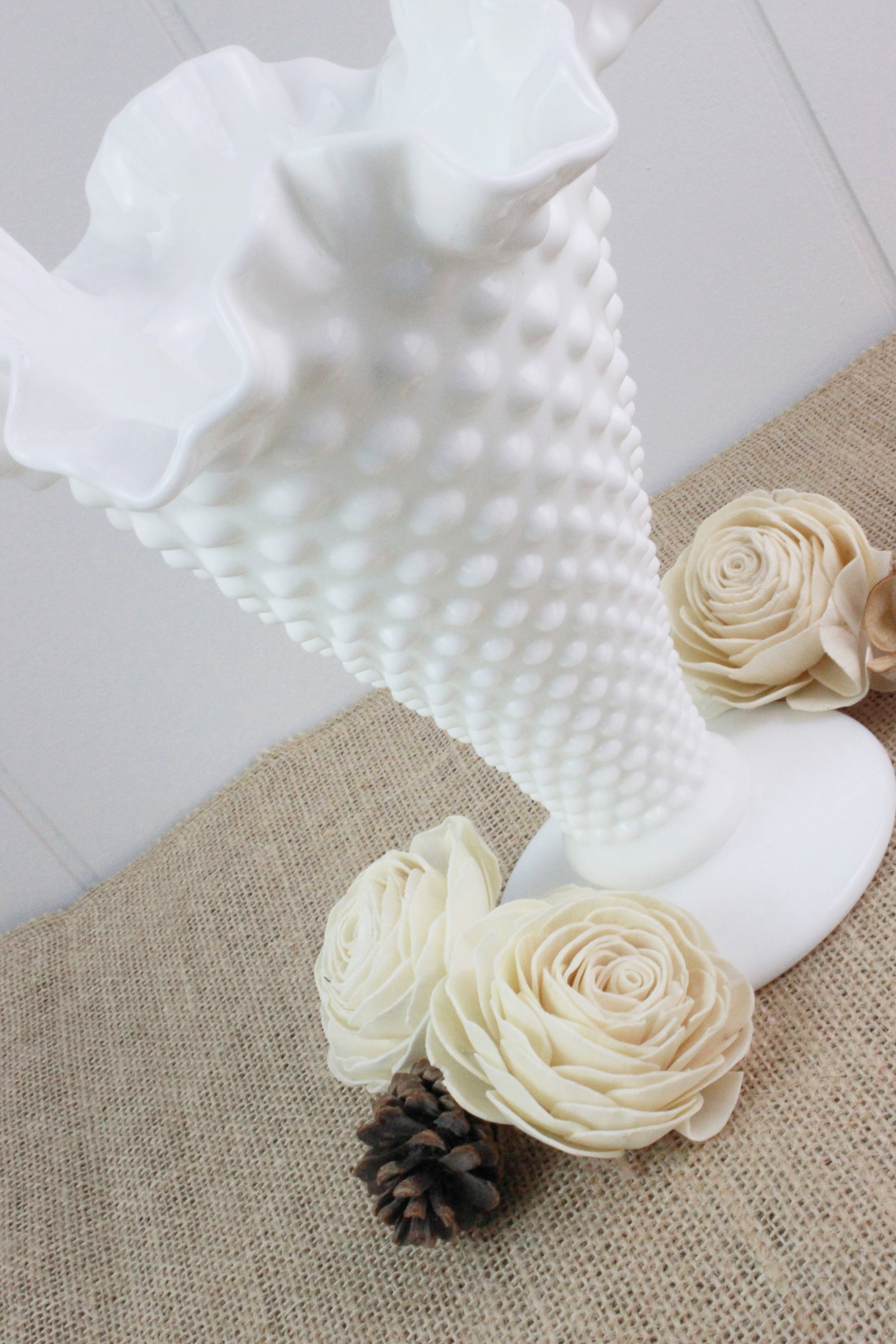 Fenton Hobnail Milk Glass Vase Large - Etsy