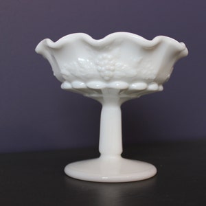 Westmoreland Paneled Grape Milk Glass Small Compote