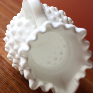 Fenton Milk Glass Ruffled Edge Hobnail Pitcher image 2