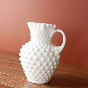 Fenton Milk Glass Ruffled Edge Hobnail Pitcher image 3