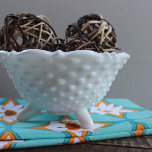 3 Footed Hobnail Milk Glass Dish