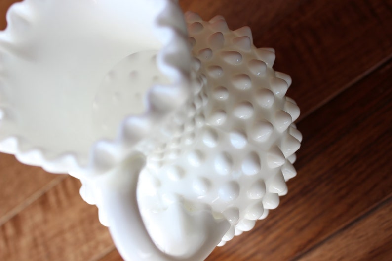 Fenton Milk Glass Ruffled Edge Hobnail Pitcher image 4