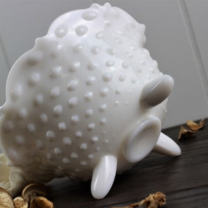 Shabby Chic Footed Hobnail Milk Glass Bowl image 6