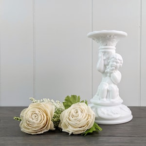 Imperial Milk Glass Cherub Candlestick Holder