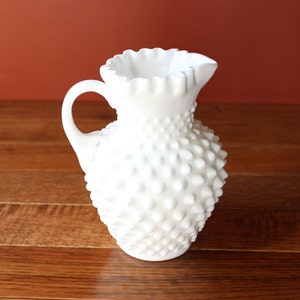 Fenton Milk Glass Ruffled Edge Hobnail Pitcher image 1