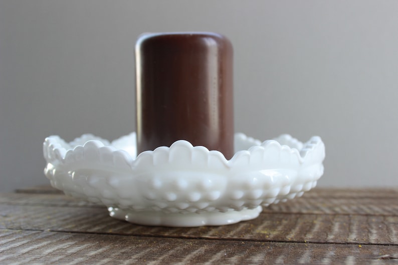 Fenton Hobnail Milk Glass Candle Holder Ash Tray Chip and Etsy