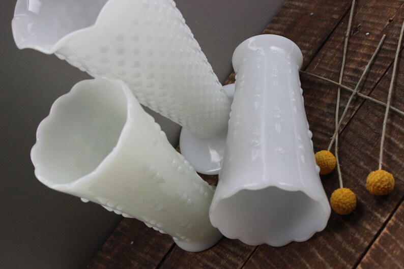 Anchor Hocking Vintage Milk Glass Vase Set image 5