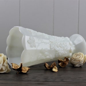 Large Milk Glass Harvest Grape Flower Vase