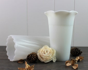 Set di vasi in vetro di latte in stile shabby chic