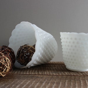 Vintage Hobnail Milk Glass Fire King Vase *small*