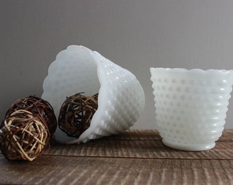 Vintage Hobnail Milk Glass Fire King Vase *small*