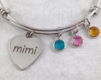Mimi Charm Bracelet, Mom Bracelet, Grandma Bracelet, Personalized Mimi Bracelet, Birthstone Bracelet, Mothers Day Gift, Gift for Mimi