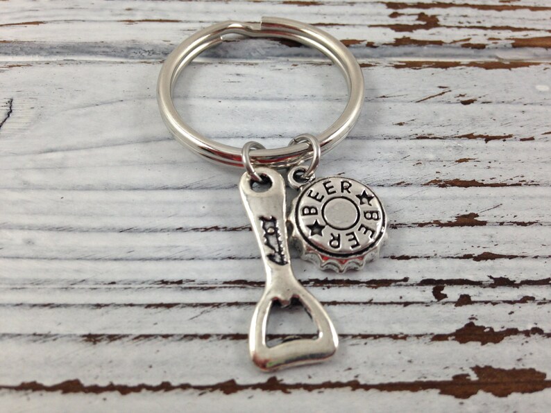 Beer Keychain Beer Bottle Cap Keychain Bottle Opener Etsy