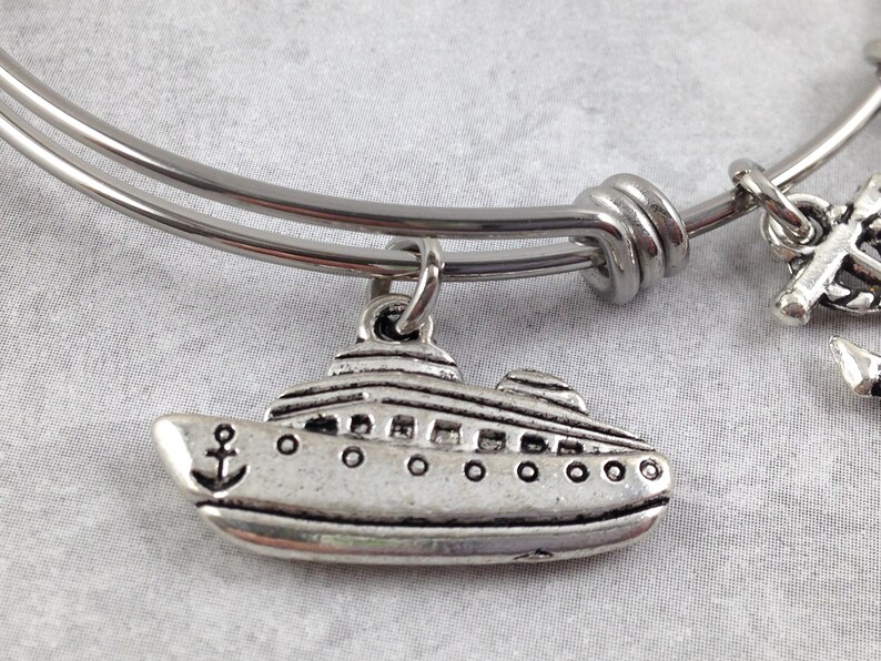 Cruise Ship Charm Bracelet Cruise Ship Bangle Yacht Charm Etsy