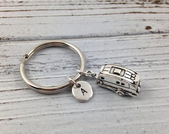 Camper Keychain, RV Keychain, Camping Keychain, Camper Charm, Initial Charm, Personalized Keychain, Custom Keychain, Monogrammed Keychain