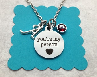 You're My Person Necklace, Best Friend Necklace, BFF Jewelry, Friendship Necklace, Fiance Gift, Bridesmaid Gift, You Are My Person
