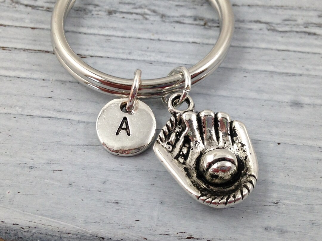 Baseball Glove Keychain, Baseball Glove Charm, Personalized Keychain