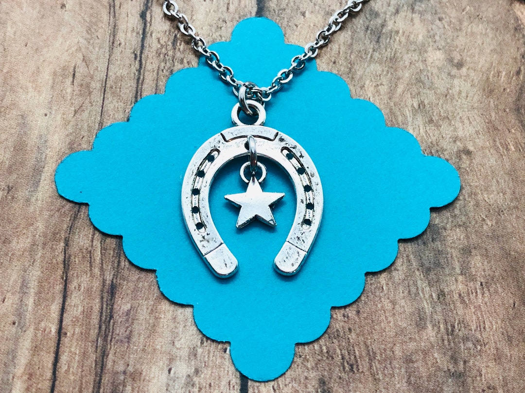 Horseshoe Necklace Horseshoe and Star Charm Necklace Etsy