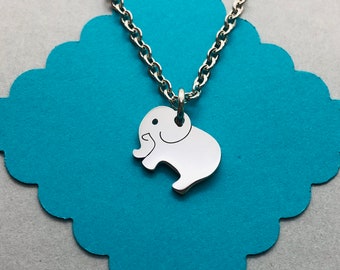 Elephant Necklace, Small Elephant Charm Pendant, Dainty Necklace, Lucky Elephant Jewelry, Gift for Her, Best Friend Gift