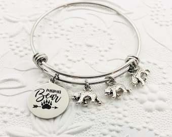 Mama Bear Charm Bracelet, Mama Bear Jewelry, Mother's Day Gift, Christmas Gift for Mom, New Mom Gift, Baby Shower Gift
