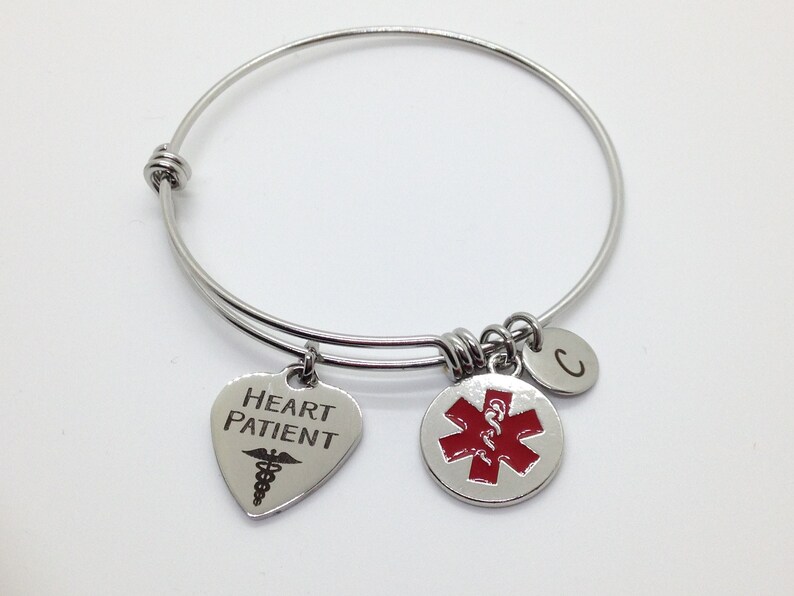 Medical Alert ID Bangle Bracelet Heart Patient Awareness Etsy
