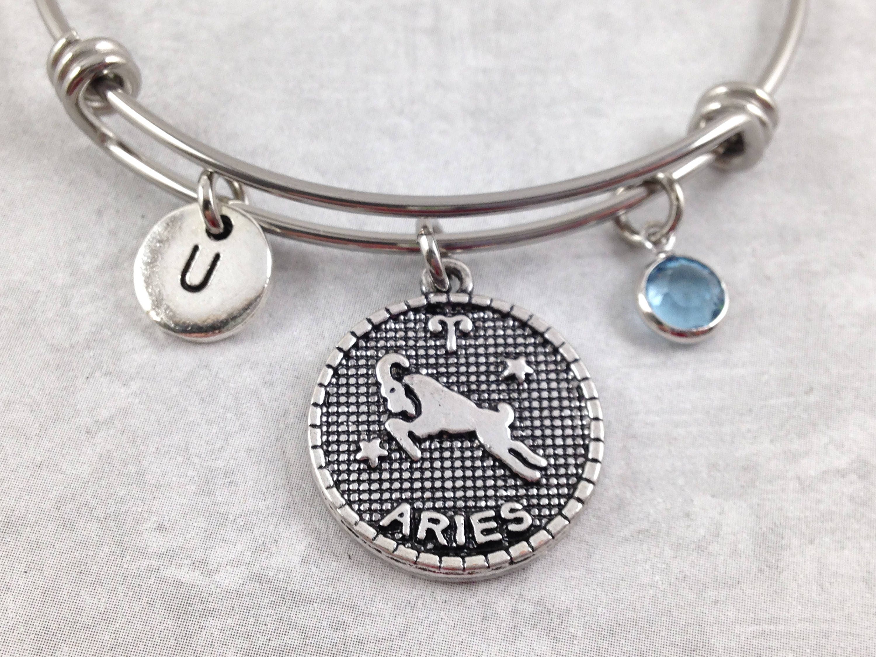 Aries Bracelet Aries Bangle Zodiac Jewelry Zodiac Bangle Etsy