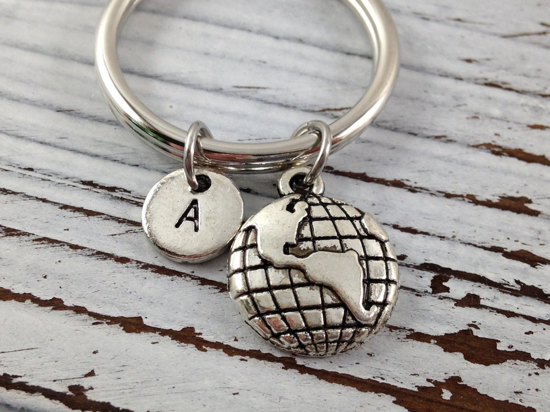 Globe Keychain, Globe Key Chain, Personalized Keychain, Custom Keychain ...
